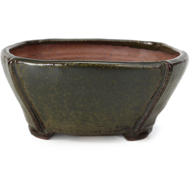 Pot à bonsaï carré marron métallisé par Bonsai - 113 x 110 x 52 mm