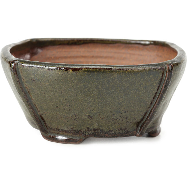 Square metallic brown bonsai pot by Bonsai - 113 x 110 x 52 mm