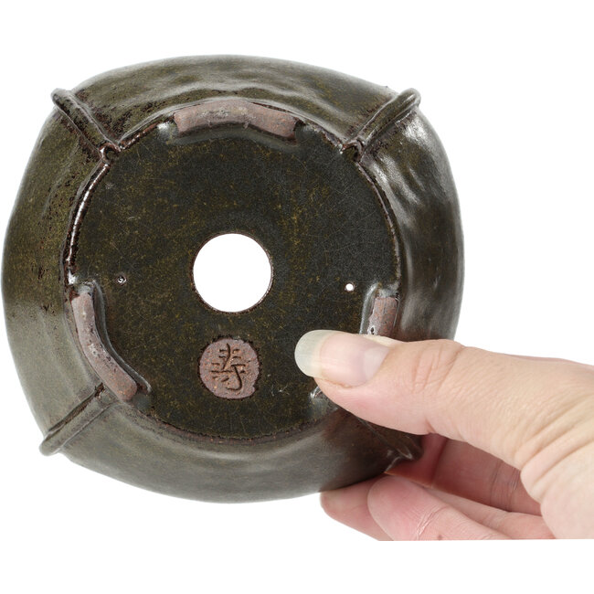 Maceta para bonsái cuadrada marrón metalizado de Bonsai - 113 x 110 x 52 mm