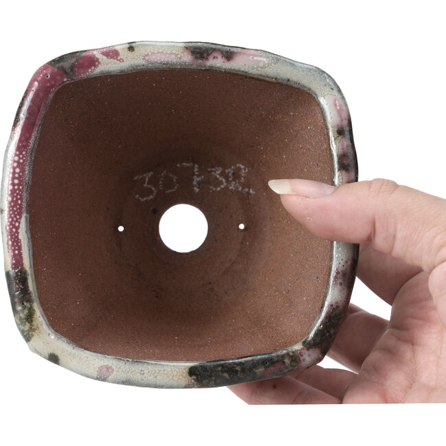 Quadratische mehrfarbige Bonsaischale von Bonsai - 113 x 110 x 64 mm