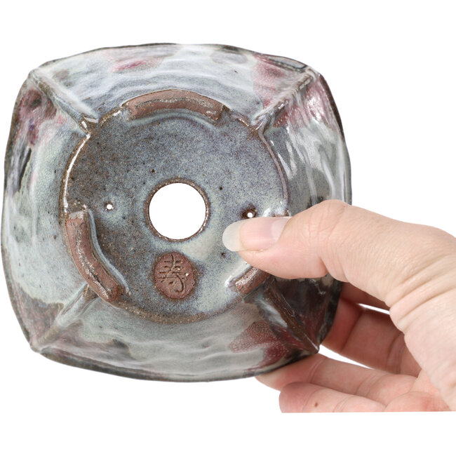 Quadratische mehrfarbige Bonsaischale von Bonsai - 113 x 110 x 64 mm