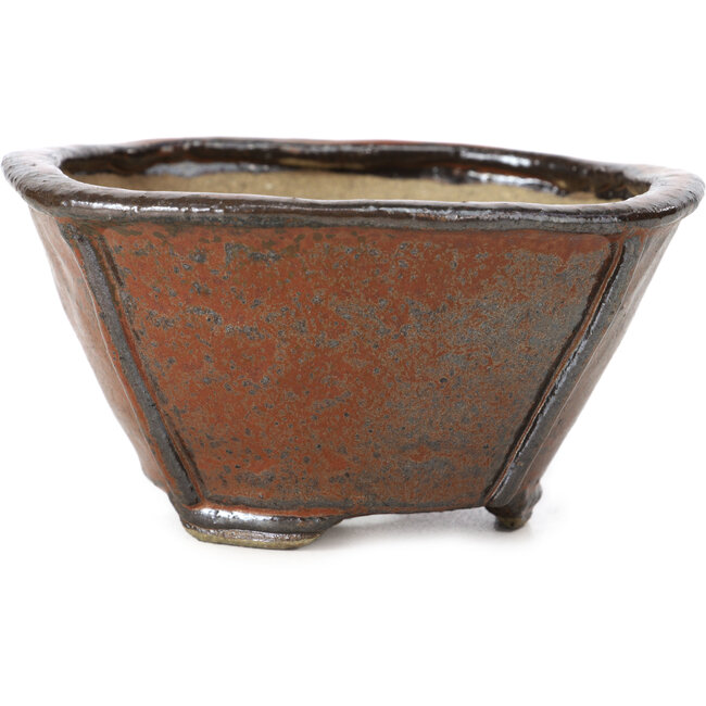 Vierkante roodbruine bonsaipot van Bonsai - 115 x 115 x 57 mm