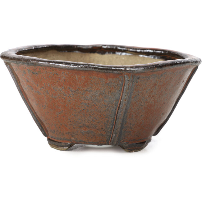 Square red brown bonsai pot by Bonsai - 115 x 115 x 57 mm