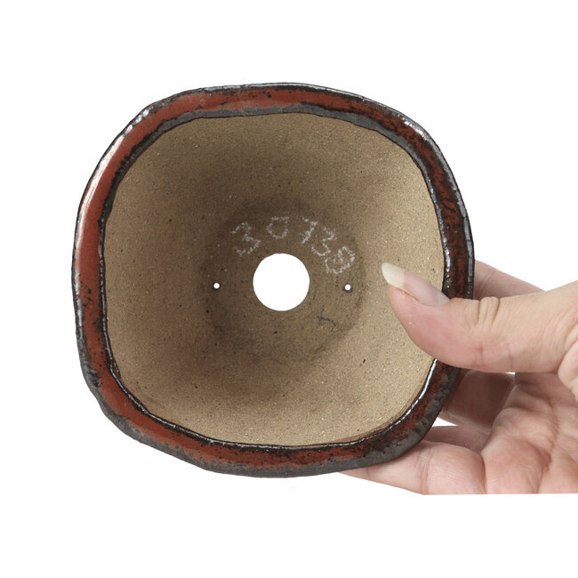 Vierkante roodbruine bonsaipot van Bonsai - 115 x 115 x 57 mm