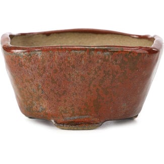 Bonsai 103 mm square red brown bonsai pot by Bonsai, Japan