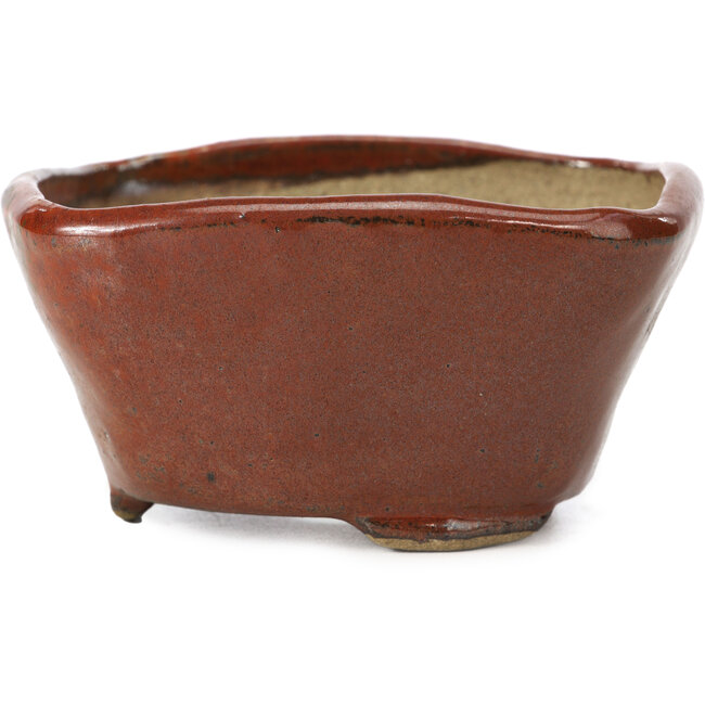 Square red brown bonsai pot by Bonsai - 103 x 100 x 52 mm