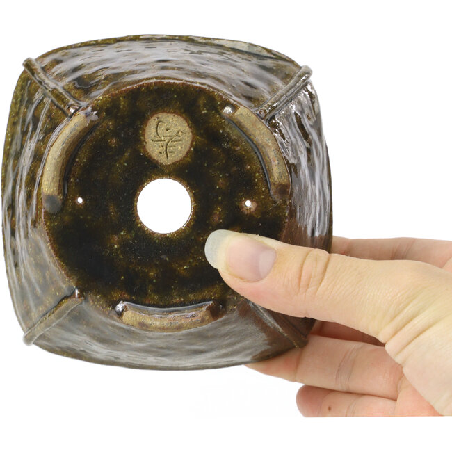 Pot à bonsaï carré marron par Bonsai - 112 x 114 x 60 mm