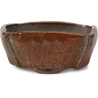 Bonsai 105 mm square red brown bonsai pot by Bonsai, Japan