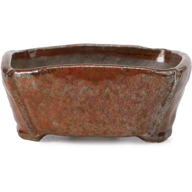 Maceta de bonsái cuadrada rojo marrón de Bonsai - 105 x 100 x 43 mm