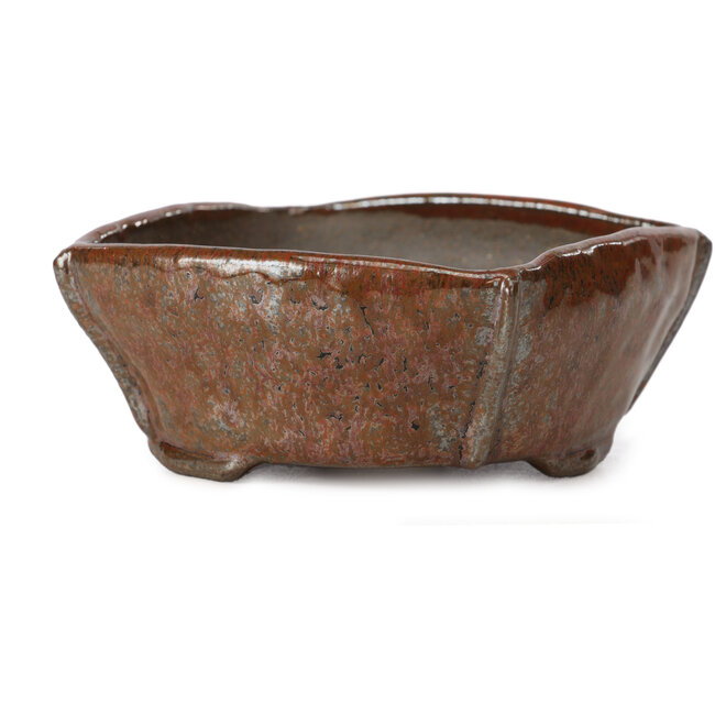 Square red brown bonsai pot by Bonsai - 105 x 100 x 43 mm