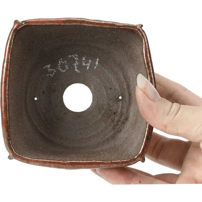 Vaso per bonsai quadrato rosso marrone di Bonsai - 105 x 100 x 43 mm