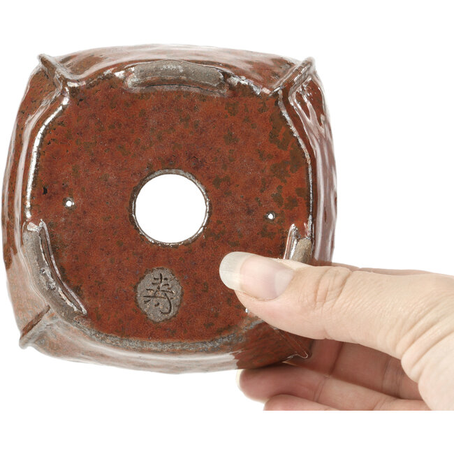 Vaso per bonsai quadrato rosso marrone di Bonsai - 105 x 100 x 43 mm