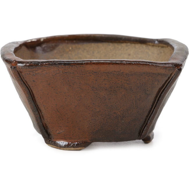 Pot à bonsaï carré brun rouge par Bonsai - 115 x 115 x 60 mm