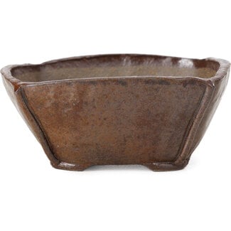 Bonsai 114 mm square red brown bonsai pot by Bonsai, Japan