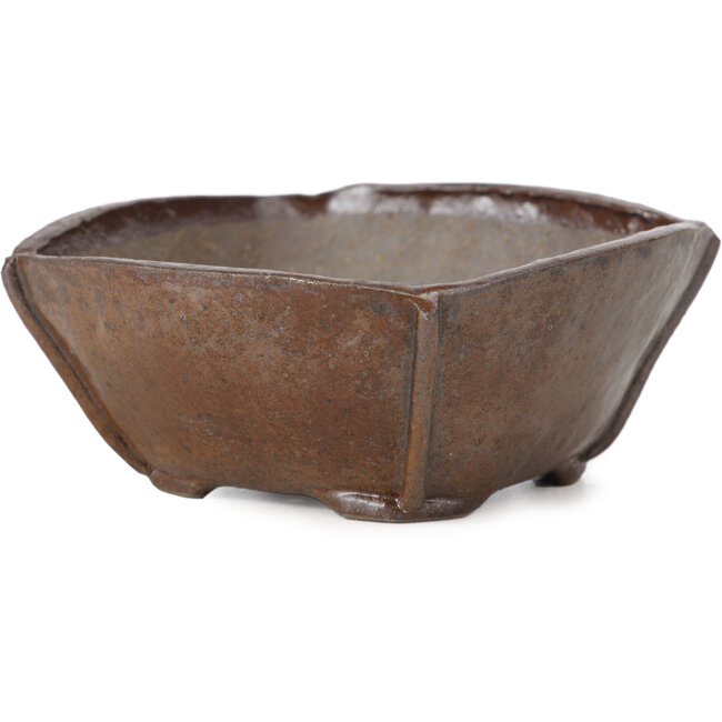 Maceta de bonsái cuadrada rojo marrón de Bonsai - 114 x 112 x 47 mm