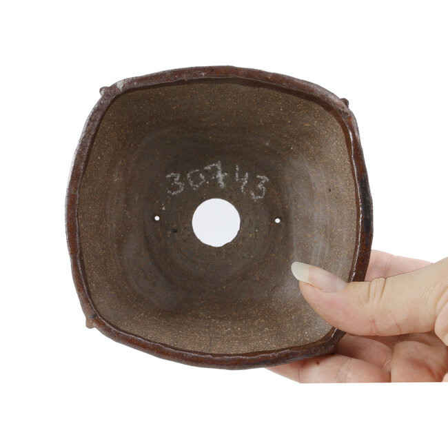 Maceta de bonsái cuadrada rojo marrón de Bonsai - 114 x 112 x 47 mm