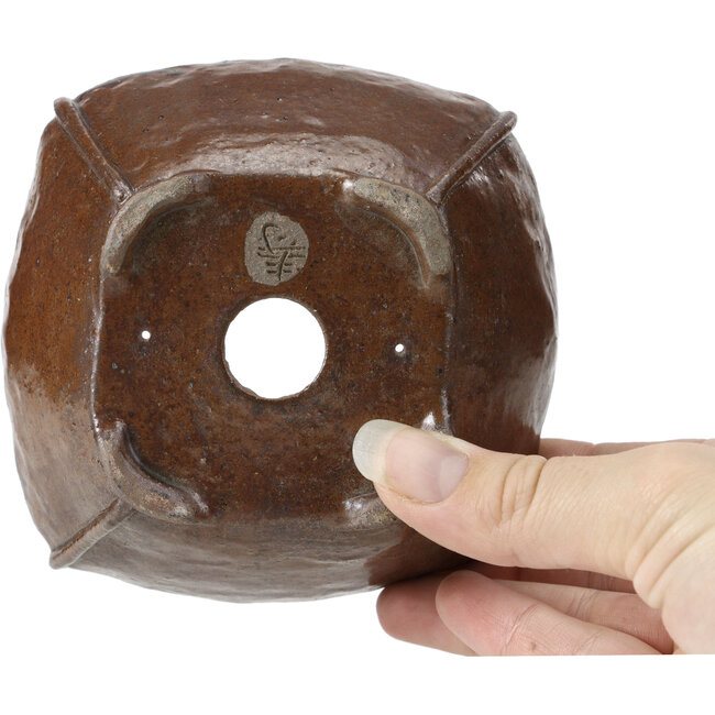 Quadratische rotbraune Bonsaischale von Bonsai - 114 x 112 x 47 mm