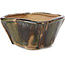 Quadratische braune und grüne Bonsaischale von Bonsai - 108 x 105 x 55 mm
