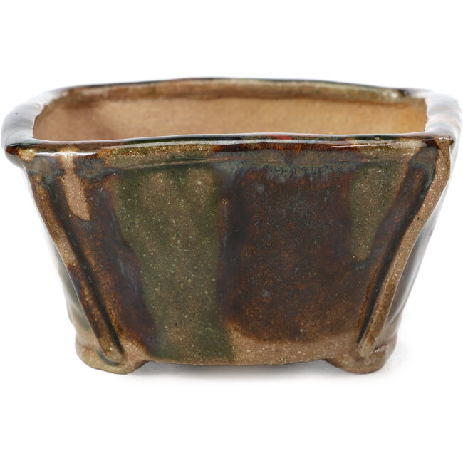 Vaso per bonsai quadrato marrone e verde di Bonsai - 108 x 105 x 55 mm