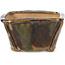 Square brown and green bonsai pot by Bonsai - 108 x 105 x 55 mm