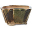 Square brown and green bonsai pot by Bonsai - 108 x 105 x 55 mm