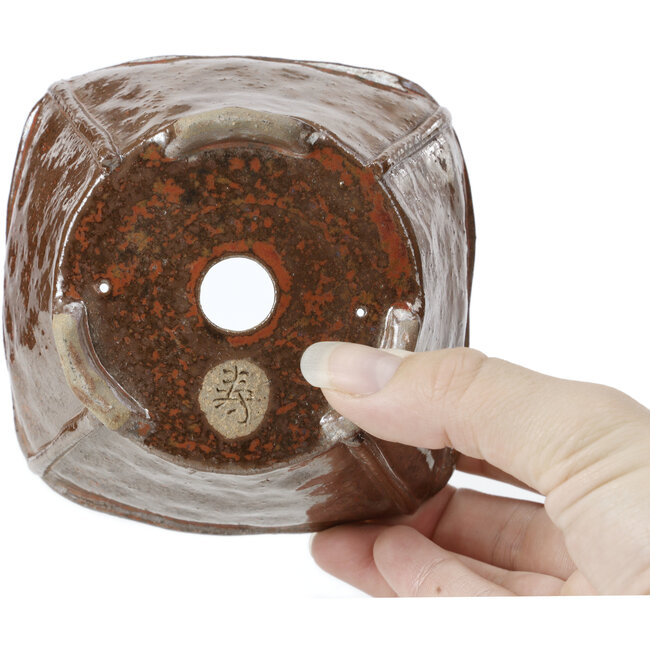 Pot à bonsaï carré brun rouge par Bonsai - 110 x 110 x 63 mm