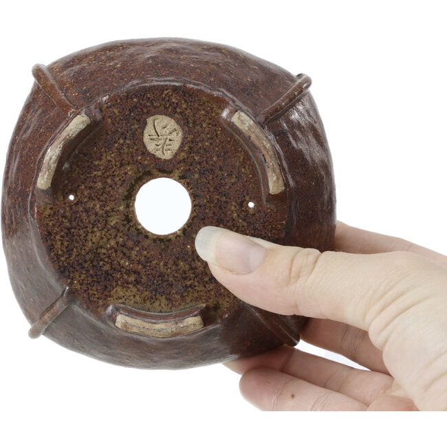 Square brown bonsai pot by Bonsai - 108 x 106 x 52 mm