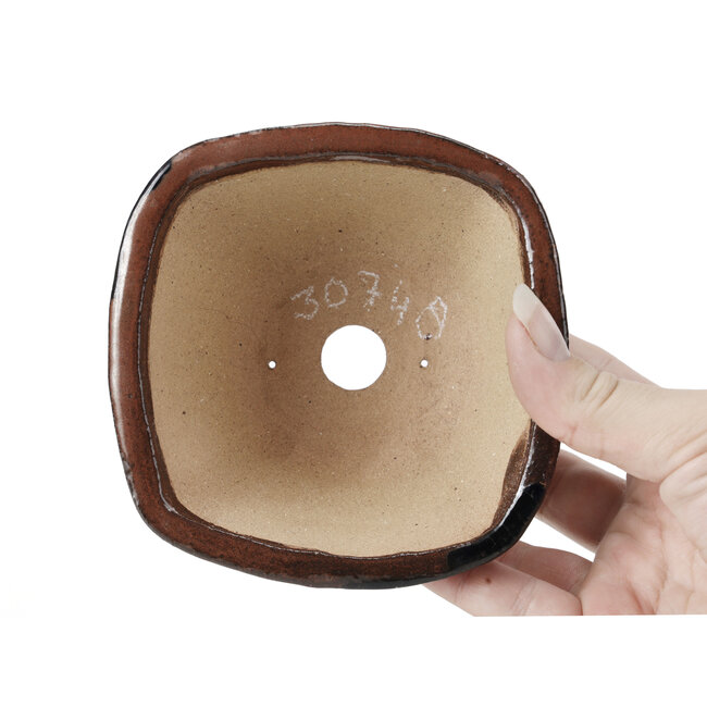 Pot à bonsaï carré marron par Bonsai - 117 x 117 x 58 mm