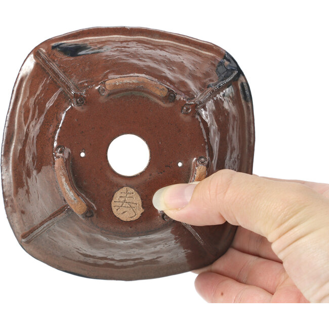 Pot à bonsaï carré marron par Bonsai - 117 x 117 x 58 mm