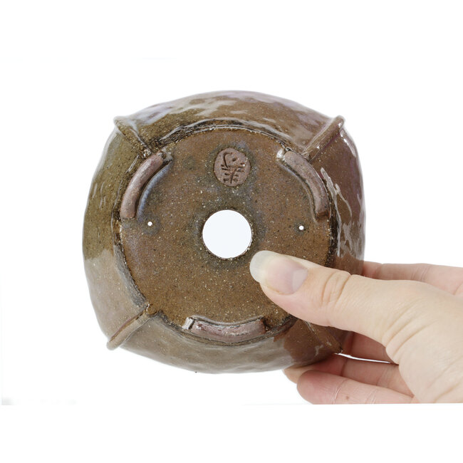 Vierkante lila en bruine bonsai pot van Bonsai - 112 x 112 x 50 mm