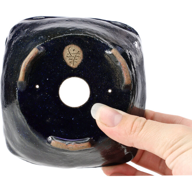 Vaso per bonsai quadrato blu di Bonsai - 112 x 107 x 54 mm