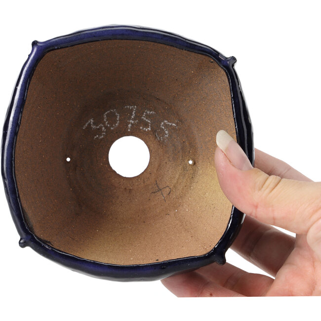 Vaso per bonsai quadrato blu di Bonsai - 112 x 112 x 52 mm