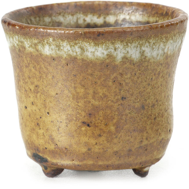 Round beige bonsai pot - 50 x 50 x 41 mm