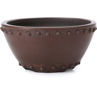 Bigei - Hirata Atsumi 72 mm round unglazed bonsai pot by Bigei, Tokoname, Japan