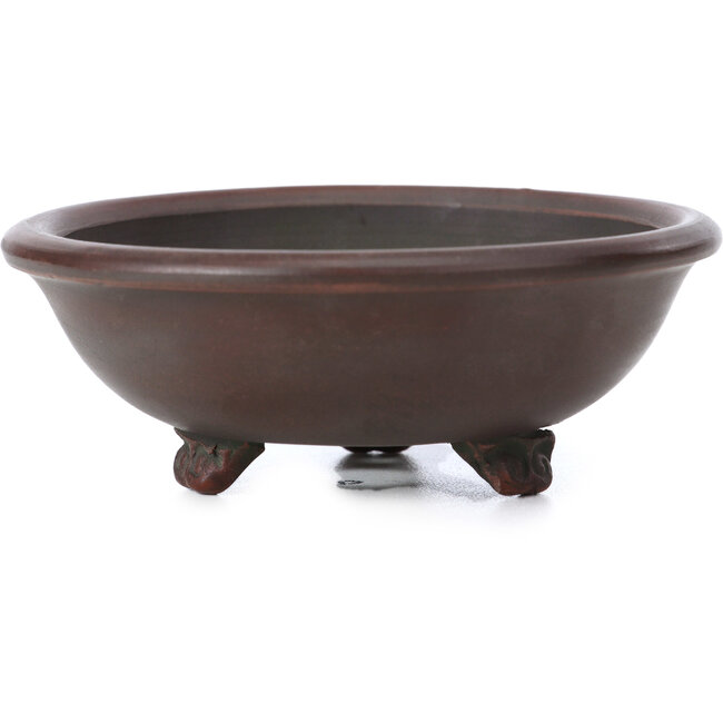 Ronde ongeglazuurde bonsaipot van Bigei - 100 x 100 x 40 mm