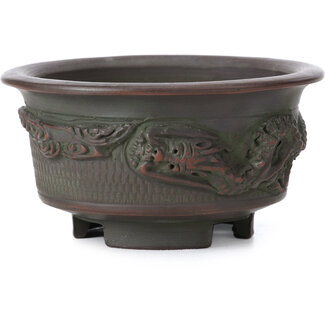 Bigei - Hirata Atsumi 80 mm round unglazed bonsai pot by Bigei, Tokoname, Japan