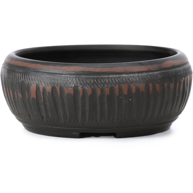 Ronde ongeglazuurde bonsaipot van Bigei - 100 x 100 x 38 mm