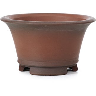 Bigei - Hirata Atsumi 70 mm round unglazed bonsai pot by Bigei, Tokoname, Japan