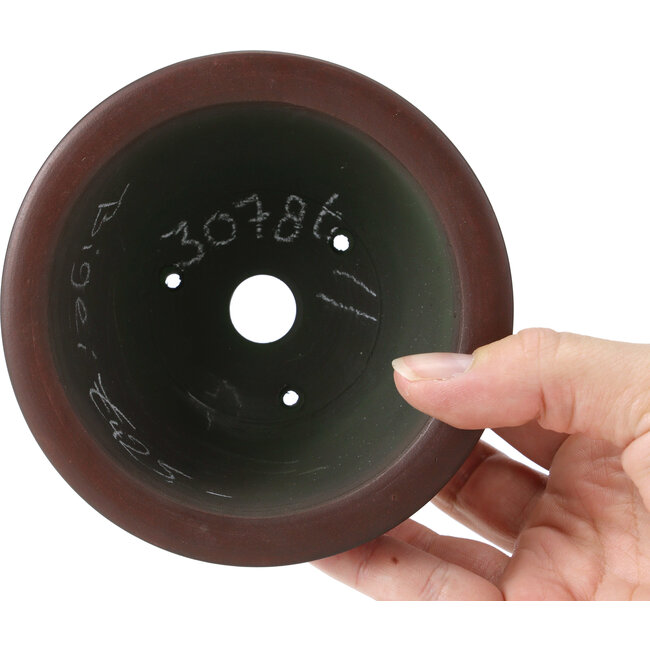 Round unglazed bonsai pot by Bigei - 115 x 115 x 60 mm