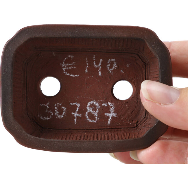 Rectangular unglazed bonsai pot by Bigei - 80 x 60 x 25 mm