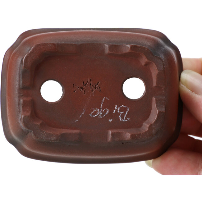 Rectangular unglazed bonsai pot by Bigei - 80 x 60 x 25 mm