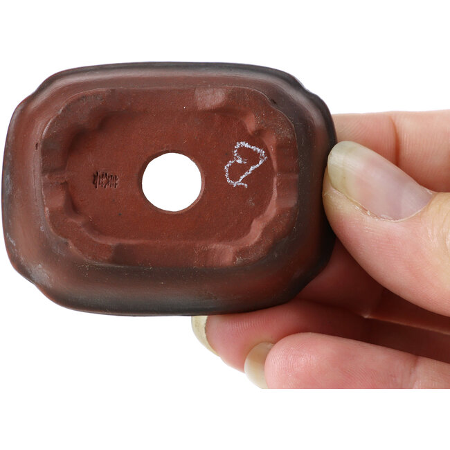 Rechteckige unglasierte Bonsaischale von Bigei - 55 x 40 x 16 mm