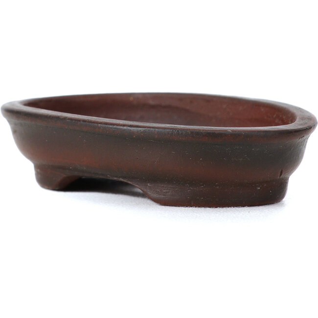 Ovale unglasierte Bonsaischale von Bigei - 59 x 40 x 13 mm