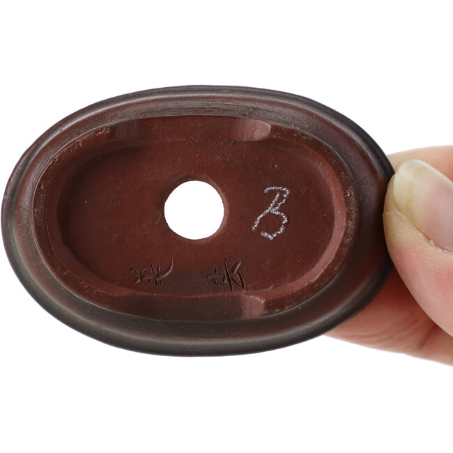 Maceta de bonsái ovalada sin esmaltar de Bigei - 59 x 40 x 13 mm