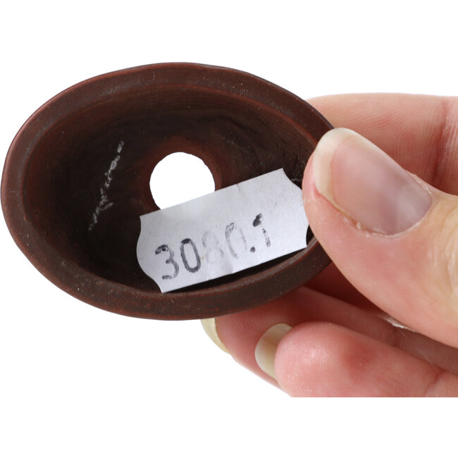 Maceta de bonsái ovalada sin esmaltar de Bigei - 50 x 36 x 15 mm