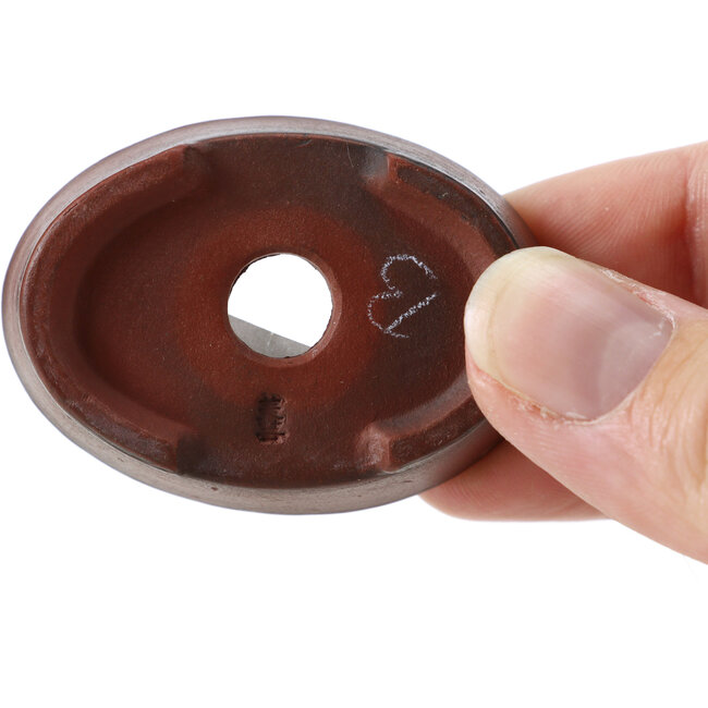 Oval unglazed bonsai pot by Bigei - 50 x 36 x 15 mm