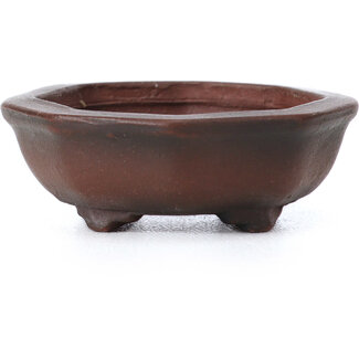 Bigei - Hirata Atsumi 41 mm hexagonal unglazed bonsai pot by Bigei, Tokoname, Japan