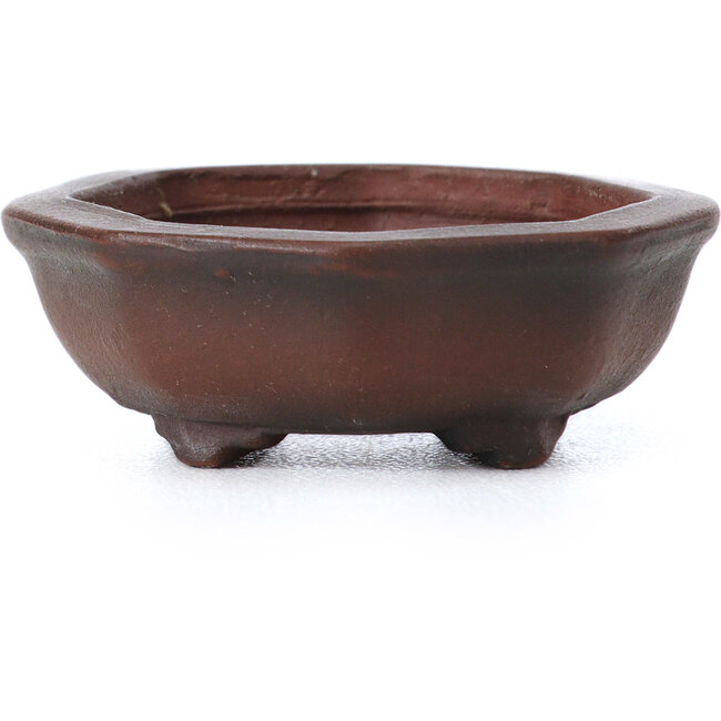 Hexagonal unglazed bonsai pot by Bigei - 41 x 40 x 15 mm