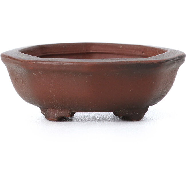 Hexagonal unglazed bonsai pot by Bigei - 41 x 40 x 15 mm