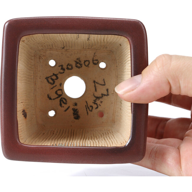 Pot à bonsaï carré lilas bordeaux par Bigei - 85 x 85 x 60 mm